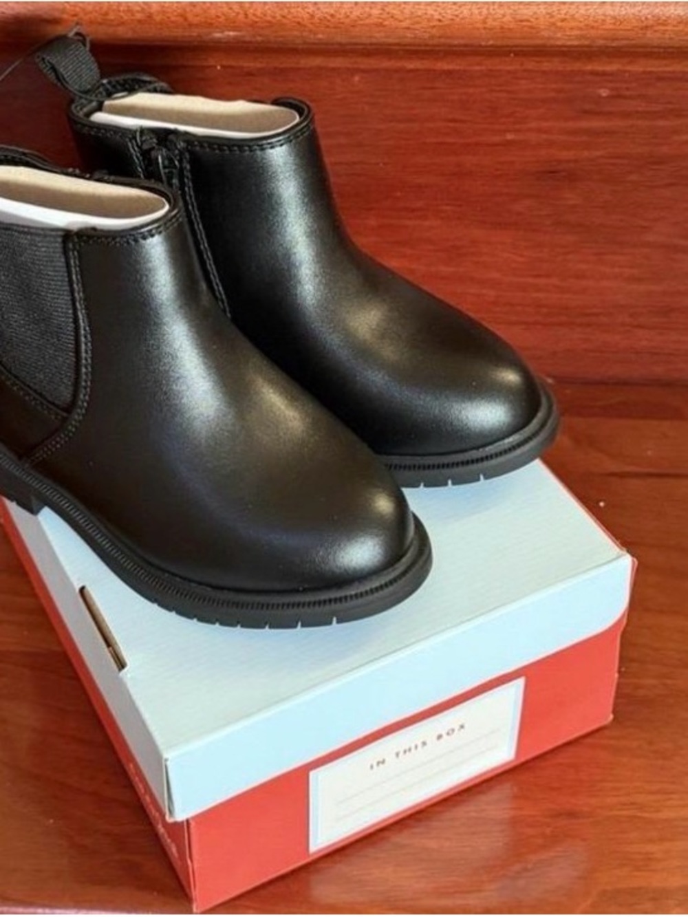 Cat & Jack Kids Girls’ Black Chelsea Boots - Classic Slip-On Style Sz 11